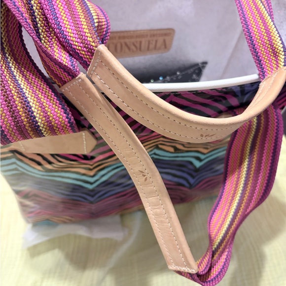 Consuela Zebra Stripe Tote in Pink, Purple, Blue & Peach - Picture 10 of 11
